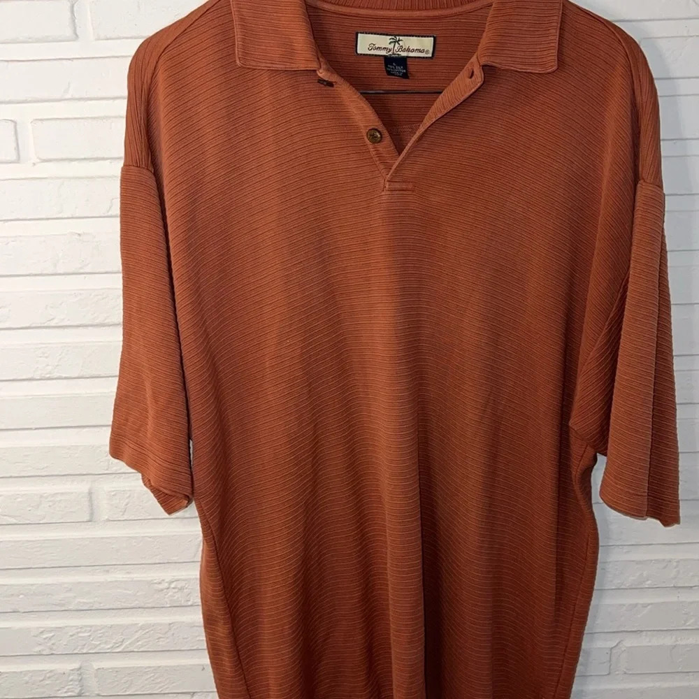 Tommy Bahama Burnt Orange Silk and Cotton Polo, Men’s Size Large - Picture 7 of 8